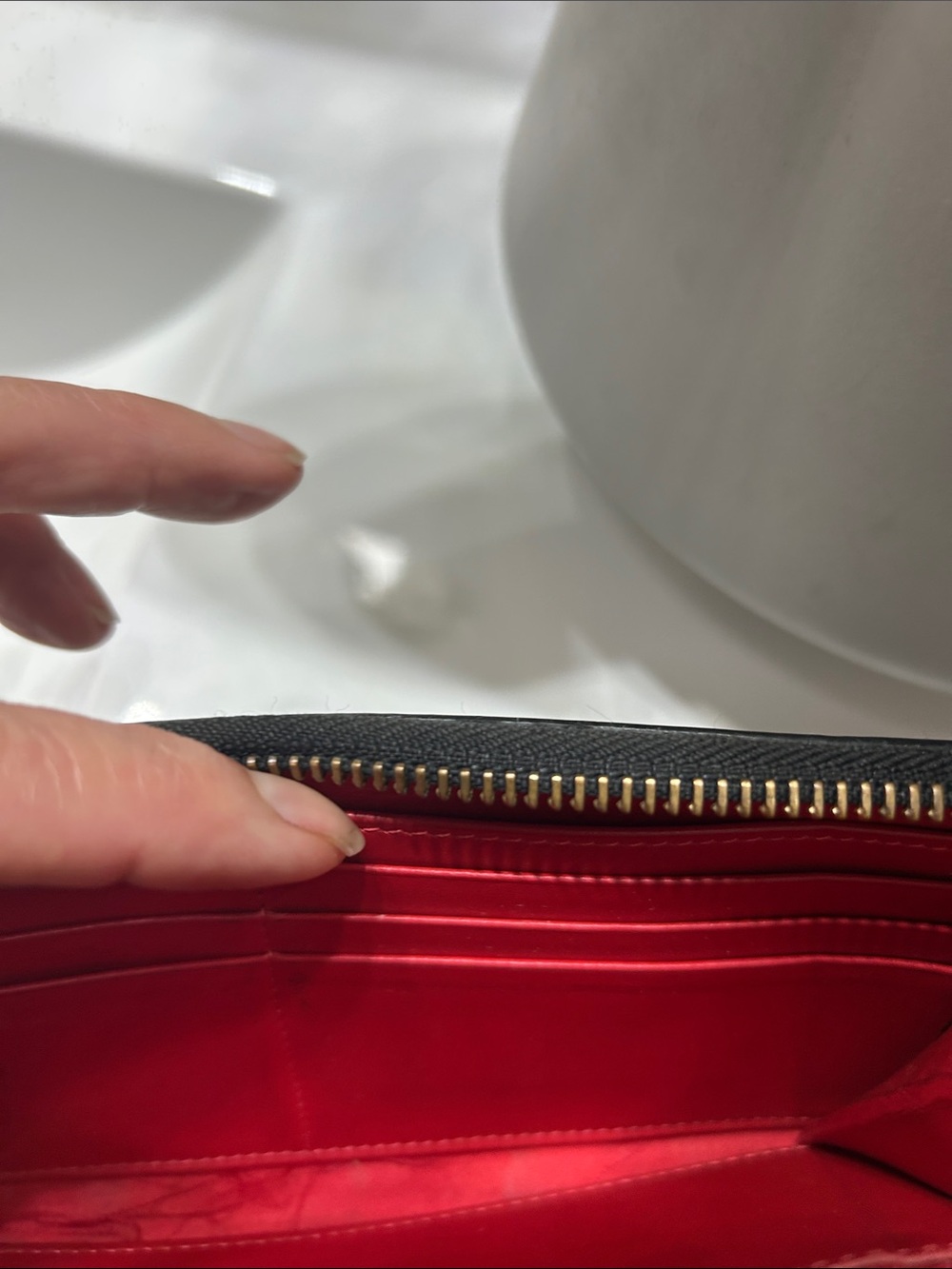 Christian Louboutin Black Leather Zip Around Wallet with Gold Studs Gorgeous - Picture 7 of 11